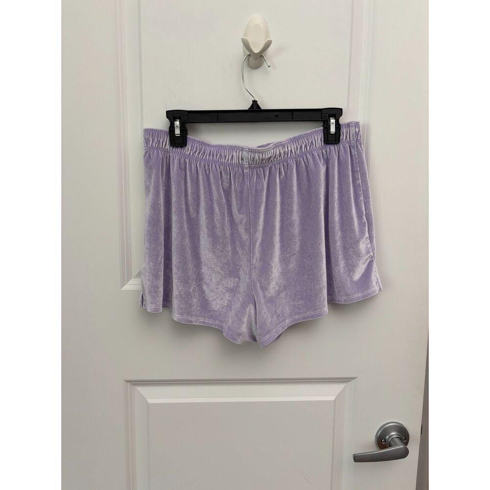 Y2K PINK Victoria's Secret Velour Sleep Shorts Med Lavender Rhinestone P Logo